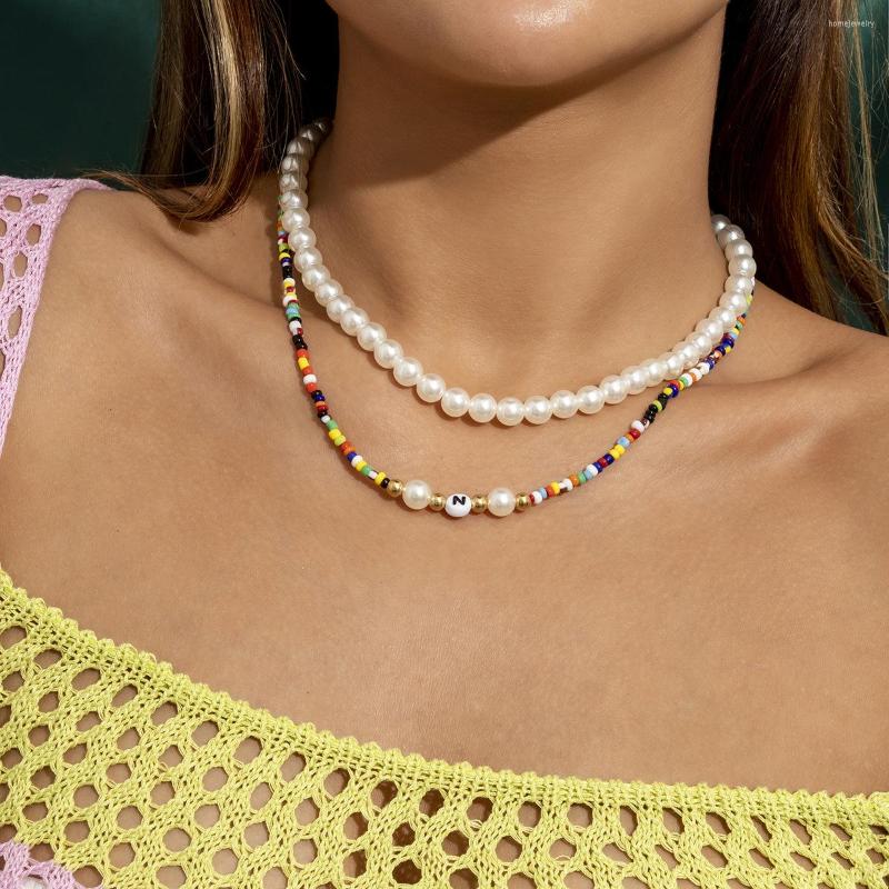 Pendant Necklaces Fashion Jewelry Holiday Style Mix Beaded Woven Contrast Color Imitation Pearl Letter Necklace Set
Pendant Necklaces Fashion Jewelry Holiday Style Mix Beaded Woven Contrast Color Imitation Pearl Letter Necklace Set