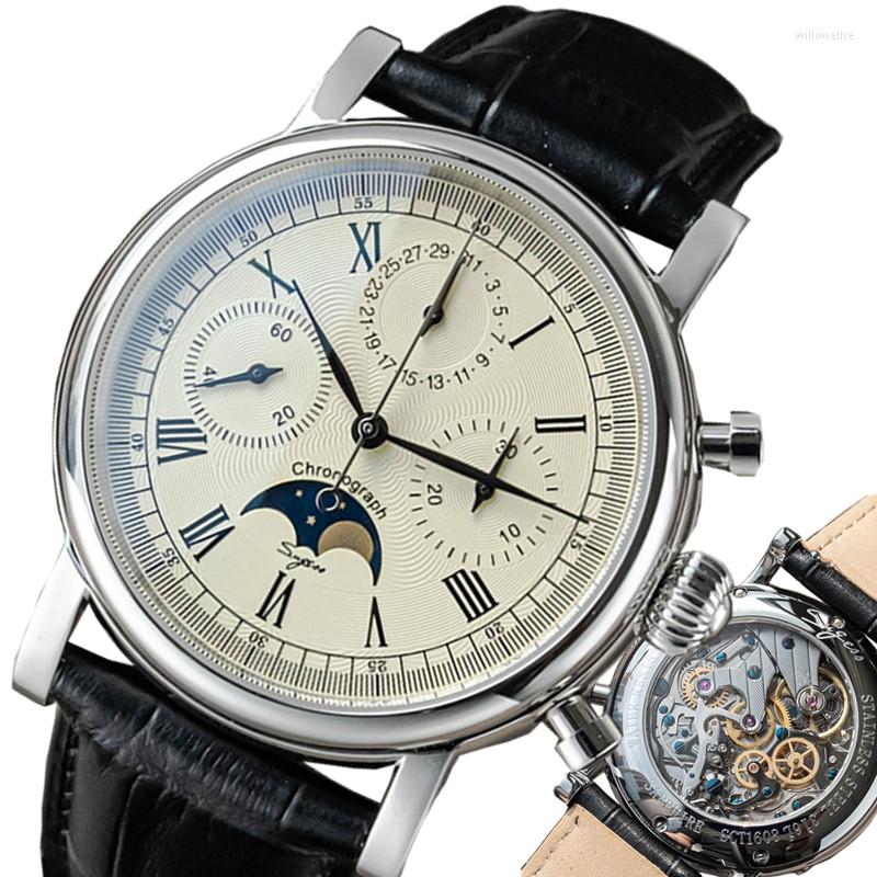 Wristwatches Sugess Vintage Watch Male Mechanical Wrist Watches For Men Seagull ST1908 Movement Chronograph Sapphire Moon Phase Mens, Beige-roman
Wristwatches Sugess Vintage Watch Male Mechanical Wrist Watches For Men Seagull ST1908 Movement Chronograph Sapphire Moon Phase Mens, Beige-roman