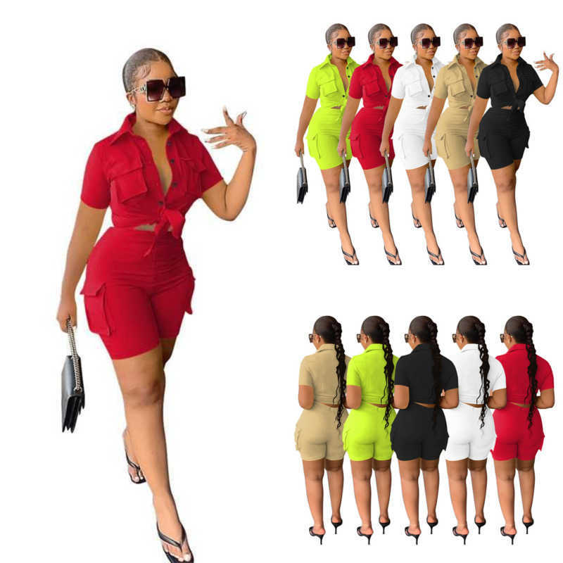Casual Designer Women Clothing Tracksuits New Urban Style Shirt Short Sleeve pocket shorts Two Piece Set, White
Casual Designer Women Clothing Tracksuits New Urban Style Shirt Short Sleeve pocket shorts Two Piece Set, White