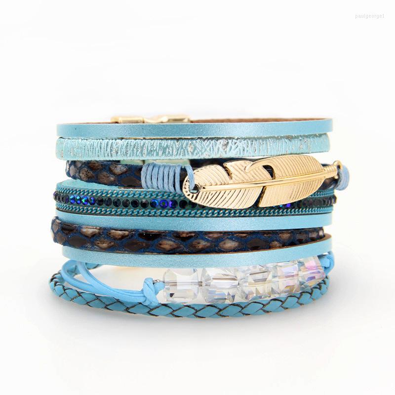 Charm Bracelets Fashion Braid Leather For Women Multilayer Wrap Feather Beading Magnetic Clasps Bracelet Armband Bangle Jewelry
Charm Bracelets Fashion Braid Leather For Women Multilayer Wrap Feather Beading Magnetic Clasps Bracelet Armband Bangle Jewelry