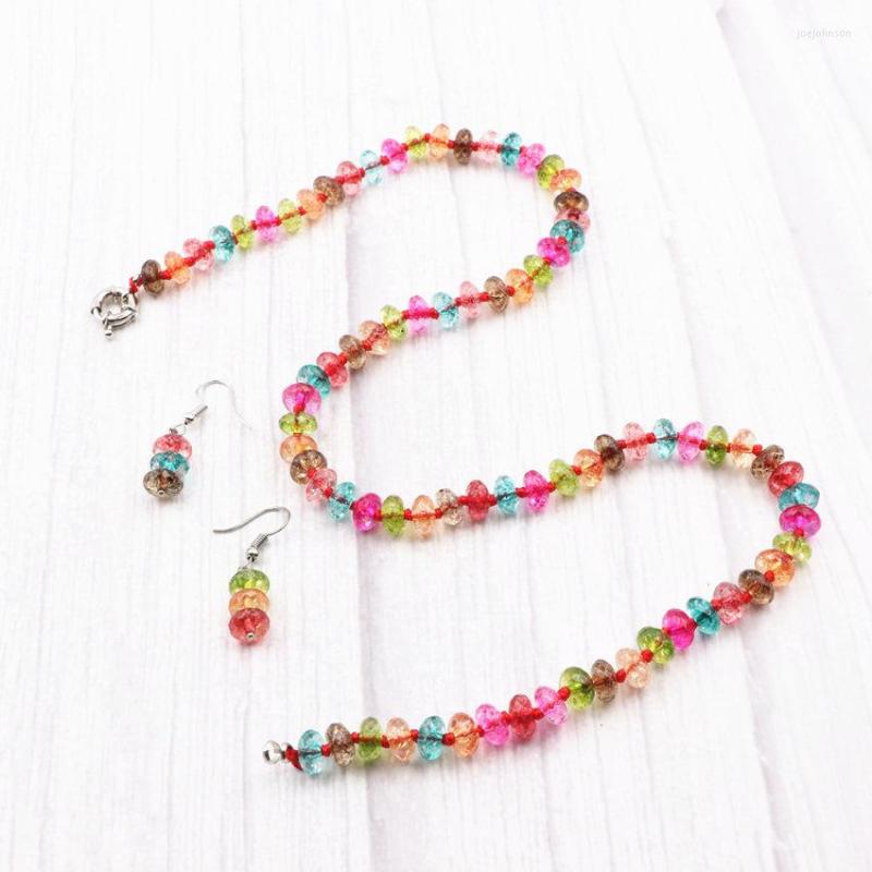 Necklace Earrings Set Multicolor Crystal Tourmaline Stone Pendants Chain Dangles Fashion Gift 18" A994, Picture shown
Necklace Earrings Set Multicolor Crystal Tourmaline Stone Pendants Chain Dangles Fashion Gift 18" A994, Picture shown