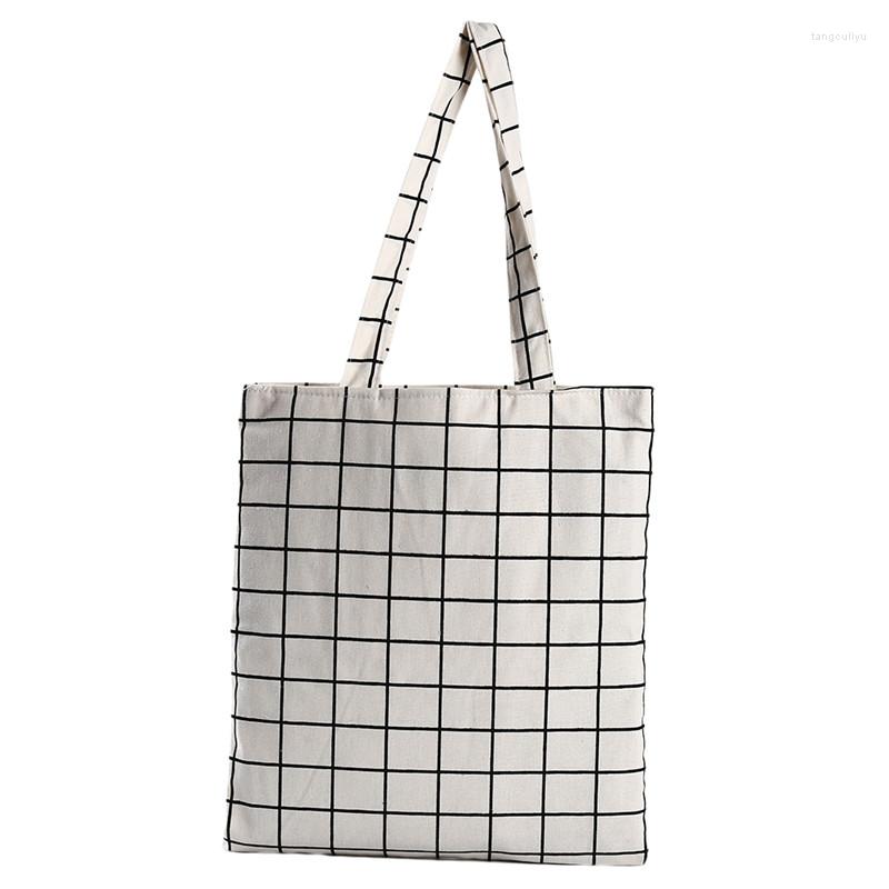 Shopping Bags Fashion Women Canvas Plaid Eco Reusable Tote Bag Shoulder Black White
Shopping Bags Fashion Women Canvas Plaid Eco Reusable Tote Bag Shoulder Black White