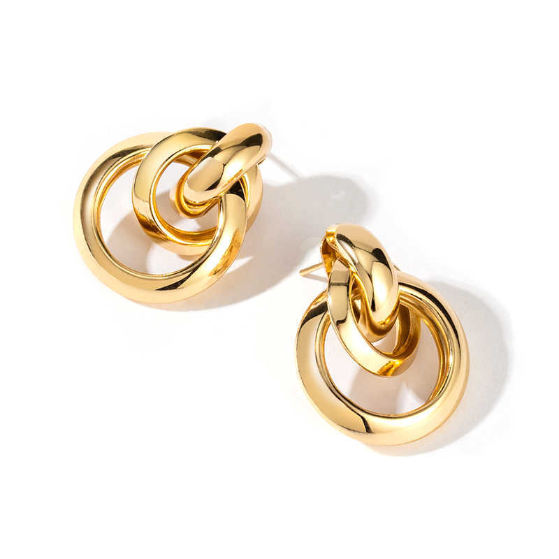 Charm Gold Plating Knot Hoop Earrings For Women Vintage Geometry Metal Earrings 2022 Trendy Fashion Female Jewelry G230225
