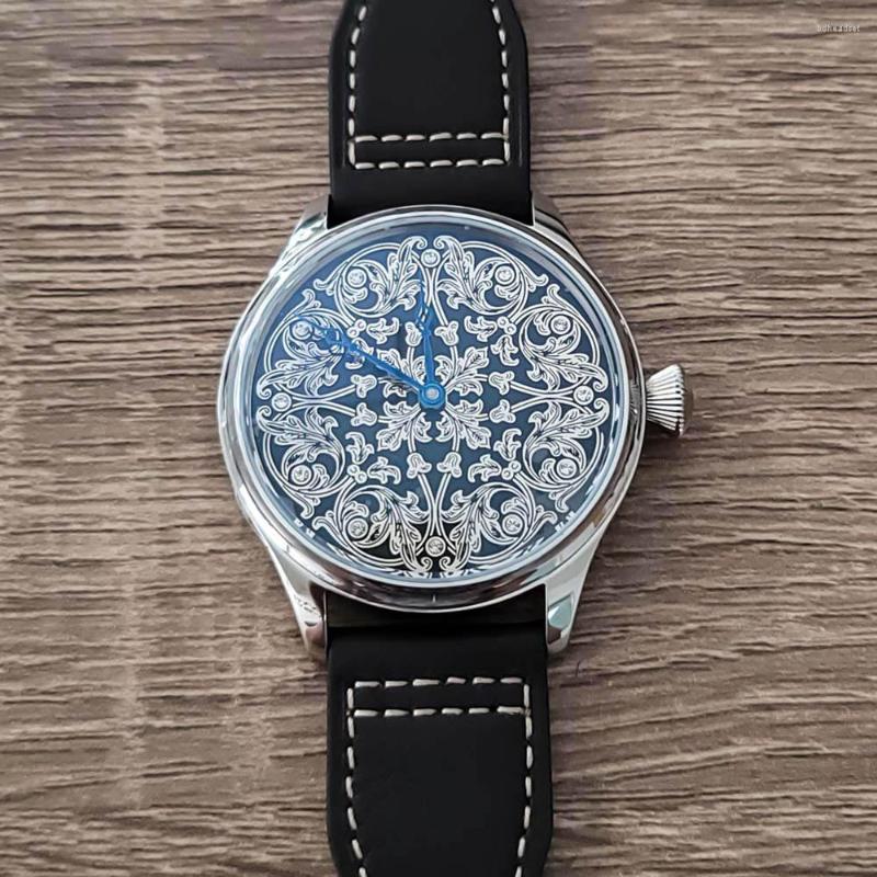 Wristwatches 44mm Fashion Dafei Carved Sapphire Glass Men's Watch Leather Strap WaterProof With Tianjin St3600 Manual Movement Reloj
Wristwatches 44mm Fashion Dafei Carved Sapphire Glass Men's Watch Leather Strap WaterProof With Tianjin St3600 Manual Movement Reloj