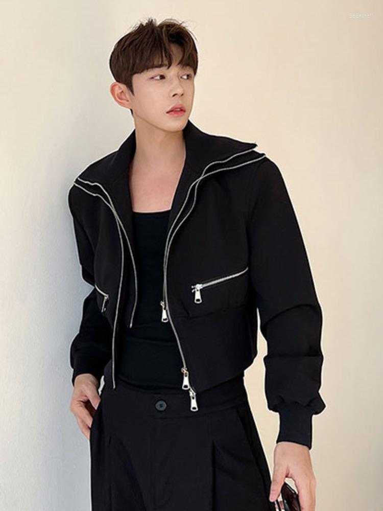 Men's Jackets SYUHGFA Men's Wear 2023 Spring Autumn Short Style Turn Down Collar Loose Coat Korean Streetwear Zipper For Male, Black 
Men's Jackets SYUHGFA Men's Wear 2023 Spring Autumn Short Style Turn Down Collar Loose Coat Korean Streetwear Zipper For Male, Black