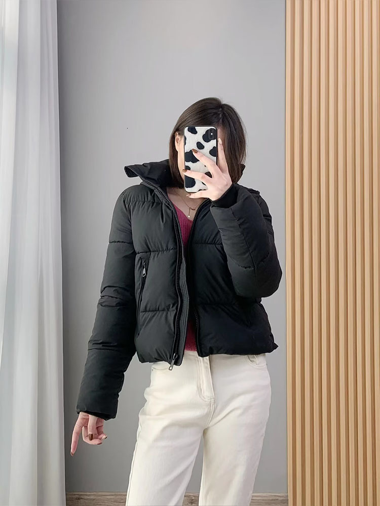 Women s Jackets BSK ZA TRF 4432709 Women Winter Fashion Warm Hooded cotton Jacket Coat Vintage Long Sleeve Zipper Female Outerwear Tops 4432 709 23022