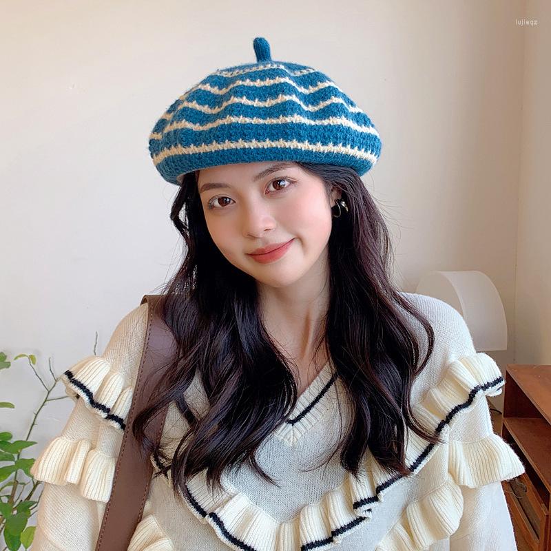 Berets 2023 Korean Fashion All-match Knitted Wool Stripe Painter Cap Autumn And Winter Warm Retro Women's Hats Bonnet, Red
Berets 2023 Korean Fashion All-match Knitted Wool Stripe Painter Cap Autumn And Winter Warm Retro Women's Hats Bonnet, Red