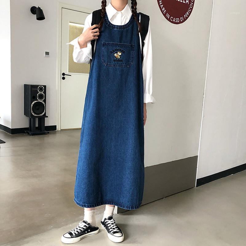 Casual Dresses Korean Style 2023 Autumn Women Loose Straps Denim Dess Female Vintage Embroidery Long Jeans Tank Dress Womens (72808, Blue
Casual Dresses Korean Style 2023 Autumn Women Loose Straps Denim Dess Female Vintage Embroidery Long Jeans Tank Dress Womens (72808, Blue