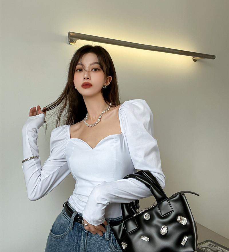Women' Blouses & Shirts Women 2023 Spring Autumn French Retro Square Collar Tops Female Long Sleeve Short Ladies Tight Solid P866, White
Women' Blouses & Shirts Women 2023 Spring Autumn French Retro Square Collar Tops Female Long Sleeve Short Ladies Tight Solid P866, White