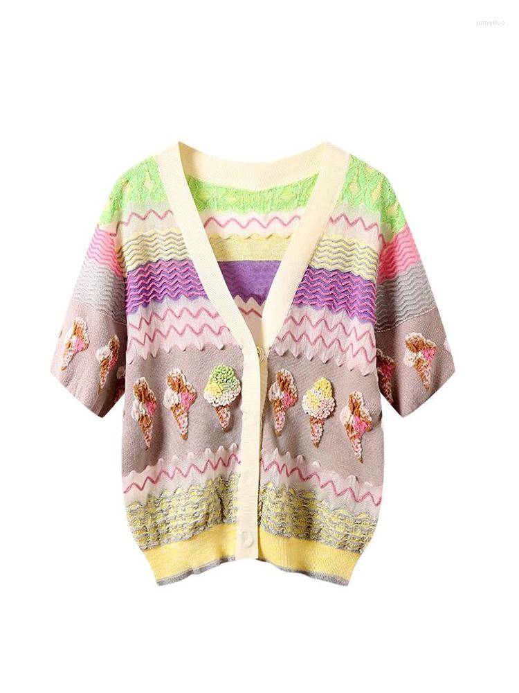 Women's Knits Micosoni High-End Quality Colorful Ice Embroidered Striped Sequined Jacquard V-neck Knitted Cardigan Women Sweater S-L, Multi
Women's Knits Micosoni High-End Quality Colorful Ice Embroidered Striped Sequined Jacquard V-neck Knitted Cardigan Women Sweater S-L, Multi