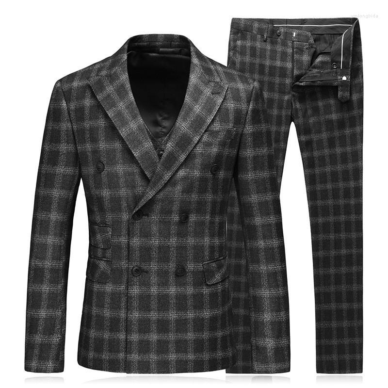 Men' Suits Black Double Breasted Suit Men Custom Made Plaid Slim Fit Wedding Groom Dress For Costume Homme 3 Pcs Terno Masculino, Same as the picture
Men' Suits Black Double Breasted Suit Men Custom Made Plaid Slim Fit Wedding Groom Dress For Costume Homme 3 Pcs Terno Masculino, Same as the picture