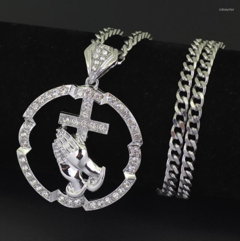 Pendant Necklaces Men Hip Hop Silver Plated Cross Hands Of Prayer Necklace Iced Out Chain Cool Biker Jewelry Accessories
Pendant Necklaces Men Hip Hop Silver Plated Cross Hands Of Prayer Necklace Iced Out Chain Cool Biker Jewelry Accessories