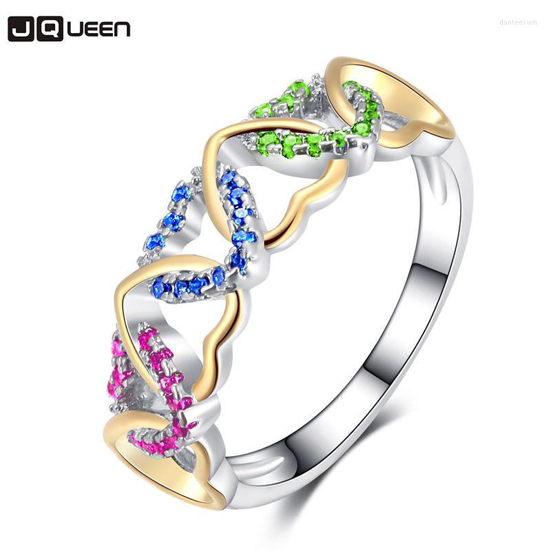 Wedding Rings JQUEEN Women Bijoux Double Color Finger Ring Woman Originality Multicolor Crystal Winding Heart-shaped Female Jewelry
Wedding Rings JQUEEN Women Bijoux Double Color Finger Ring Woman Originality Multicolor Crystal Winding Heart-shaped Female Jewelry