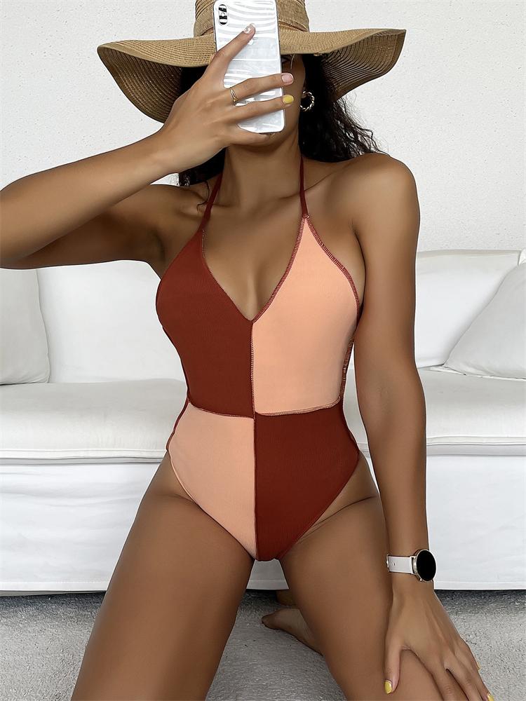 Women's Swimwear One Piece Swimsuit Women 2023 Solid Patchwork Ribbed Halter Sexy Bodysuit Monokini Summer Beach Bathing Suit Female, Auburn
Women's Swimwear One Piece Swimsuit Women 2023 Solid Patchwork Ribbed Halter Sexy Bodysuit Monokini Summer Beach Bathing Suit Female, Auburn