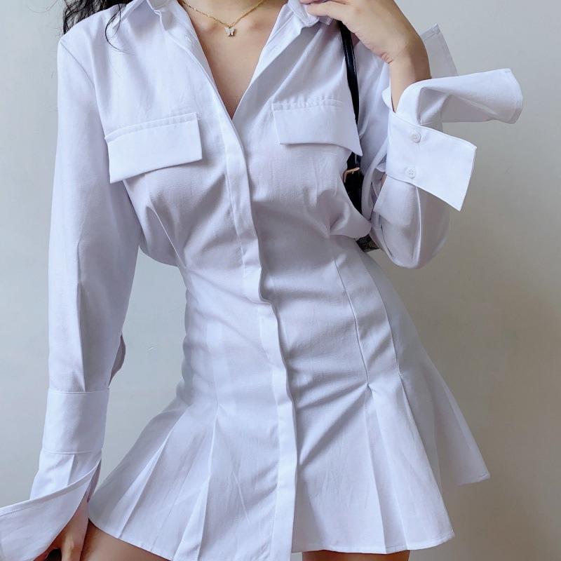 Casual Dresses Autumn Black Shirt Trumpet Long Sleeve Dress Women Higt Waist Turn Down Collar Mini Sexy White Elegant Light Dressess Y2k Rob
Casual Dresses Autumn Black Shirt Trumpet Long Sleeve Dress Women Higt Waist Turn Down Collar Mini Sexy White Elegant Light Dressess Y2k Rob