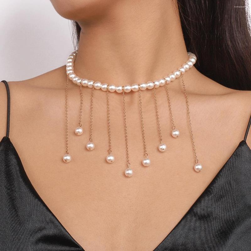Choker Vintage Pearl For Women Fashion Kpop Punk Simulated Bead Chains Tassel Long Collar Jewelry On The Neck 2023
Choker Vintage Pearl For Women Fashion Kpop Punk Simulated Bead Chains Tassel Long Collar Jewelry On The Neck 2023