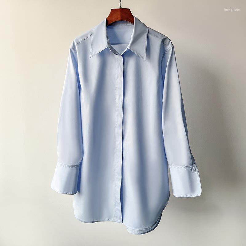 Women' Blouses Custom Dyed Water Blue Long-sleeved Shirt 80S Cotton Mid-length Silhouette Women
Women' Blouses Custom Dyed Water Blue Long-sleeved Shirt 80S Cotton Mid-length Silhouette Women