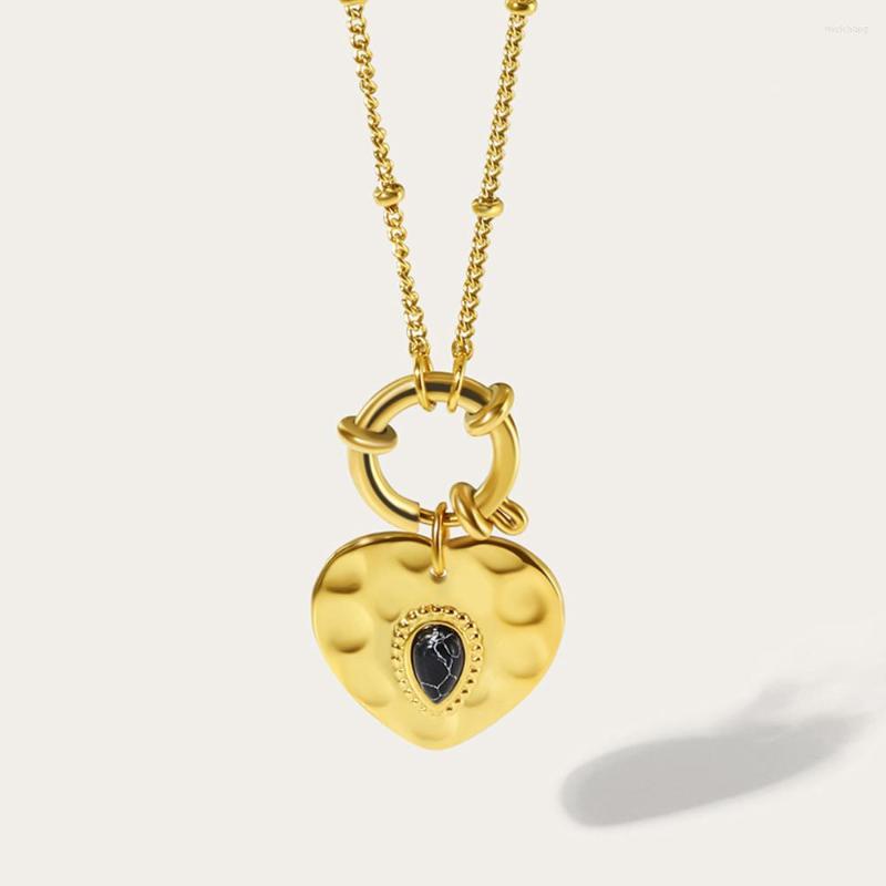 Pendant Necklaces YACHAN Stainless Steel Golden Heart Necklace 2023 Fashion Black Natural Stone Metal Texture Trendy Jewelry For Woman
Pendant Necklaces YACHAN Stainless Steel Golden Heart Necklace 2023 Fashion Black Natural Stone Metal Texture Trendy Jewelry For Woman