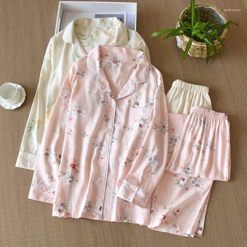 Women's Sleepwear Cotton Silk Women's Spring/summer Thin Section Long-sleeved Trousers Lapel Buttoned Home Suit Air-conditioned Room, Picture showed
Women's Sleepwear Cotton Silk Women's Spring/summer Thin Section Long-sleeved Trousers Lapel Buttoned Home Suit Air-conditioned Room, Picture showed