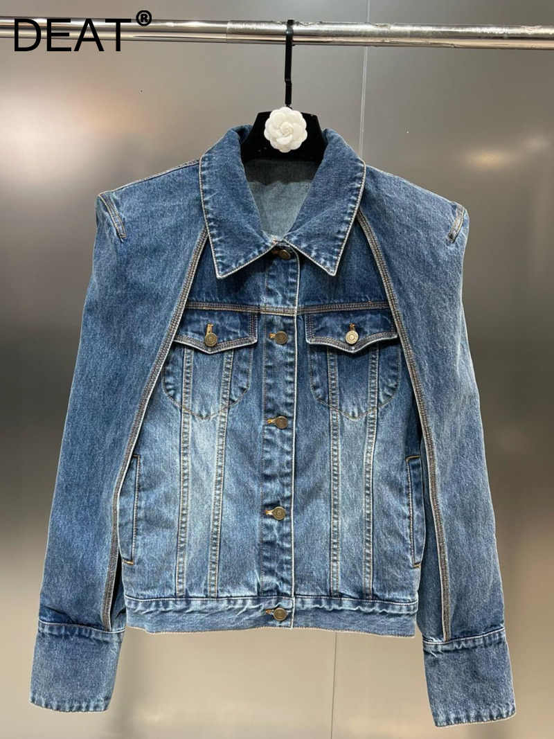 Women Jackets DEAT autumn and winter fashion women clothes blue denim turn down collar full sleeves single breasted jacket WY44005L 230225
Women Jackets DEAT autumn and winter fashion women clothes blue denim turn down collar full sleeves single breasted jacket WY44005L 230225
