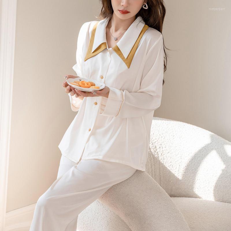 Women's Sleepwear White Rayon Long Sleeve Pajamas Set Spring Autumn Women Pijamas Suit Casual Turn-down Collar Home Clothes Loungewear
Women's Sleepwear White Rayon Long Sleeve Pajamas Set Spring Autumn Women Pijamas Suit Casual Turn-down Collar Home Clothes Loungewear