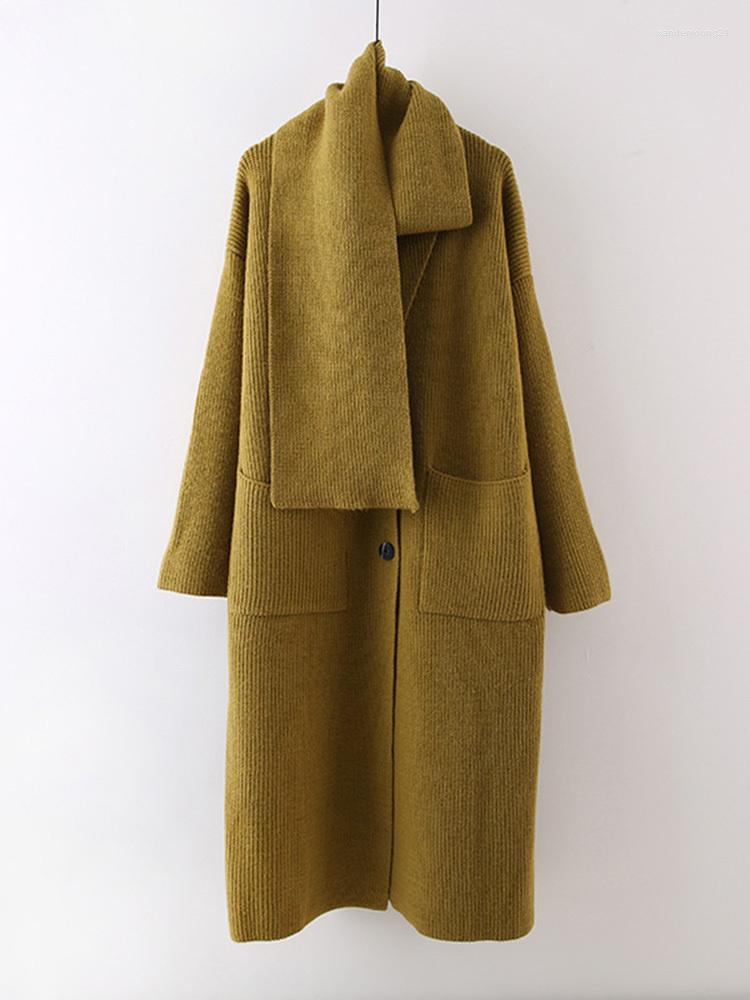 Women's Knits Design Sense Scarf Collar Knitted Cardigan Long Sweater Loose Casual Pockets Thicken Tops Autumn Winter Clothing M196, Green
Women's Knits Design Sense Scarf Collar Knitted Cardigan Long Sweater Loose Casual Pockets Thicken Tops Autumn Winter Clothing M196, Green