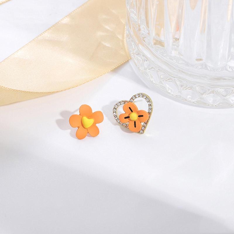 Hoop Earrings Flower Pearl Hoops Cute Cartoon Pendant Green Leaf