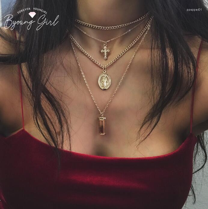 Pendant Necklaces Boho Chain Necklace Long Multi Layer Metal Cross Religious Elements Design Women Summer Trendy Choker Jewelry
Pendant Necklaces Boho Chain Necklace Long Multi Layer Metal Cross Religious Elements Design Women Summer Trendy Choker Jewelry