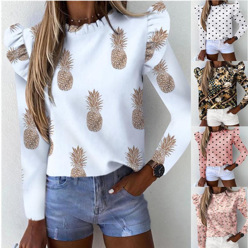 Women's Polos 2023long Sleeve Round Neck Pineapple Print Shirt With Ruffle In Autumn And Winter, Lilies
Women's Polos 2023long Sleeve Round Neck Pineapple Print Shirt With Ruffle In Autumn And Winter, Lilies
