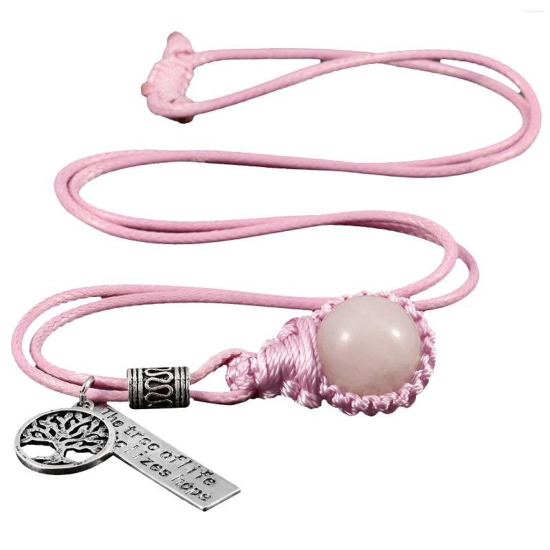 Pendant Necklaces Natural Rose Quartz Crystal Round Bead Necklace For Women Tree Of Life Charm With Adjustable Cord
Pendant Necklaces Natural Rose Quartz Crystal Round Bead Necklace For Women Tree Of Life Charm With Adjustable Cord