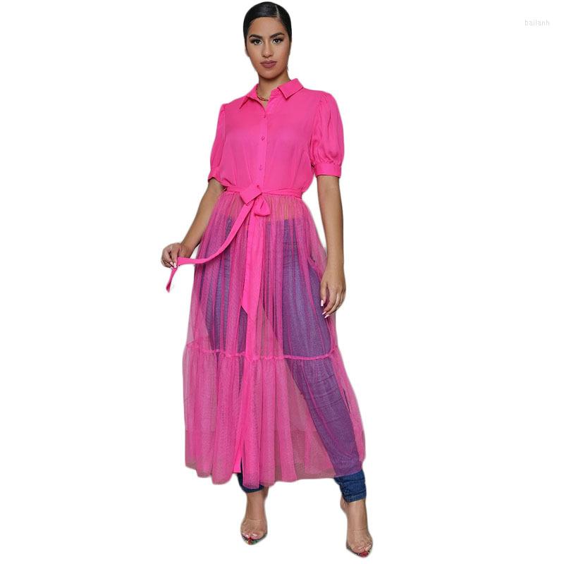 Ethnic Clothing Arrival Fashion Shirt Dress For Women African Lady Summer Paneled Tulle Short Sleeve Solid Color High Waist Tops
Ethnic Clothing Arrival Fashion Shirt Dress For Women African Lady Summer Paneled Tulle Short Sleeve Solid Color High Waist Tops