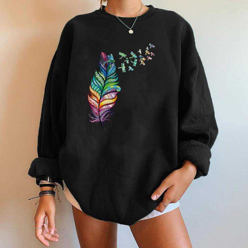 Women' Hoodies & Sweatshirts Harajuku Drop-shoulder Women Color Vintage Feather Dragonfly Funny Streetwear Pullovers Tops Clothes, Black
Women' Hoodies & Sweatshirts Harajuku Drop-shoulder Women Color Vintage Feather Dragonfly Funny Streetwear Pullovers Tops Clothes, Black
