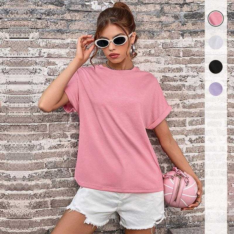 Summer Top Round Neck Tee Basic Short Sleeve Womens Solid Color T Shirt, Light purple
Summer Top Round Neck Tee Basic Short Sleeve Womens Solid Color T Shirt, Light purple