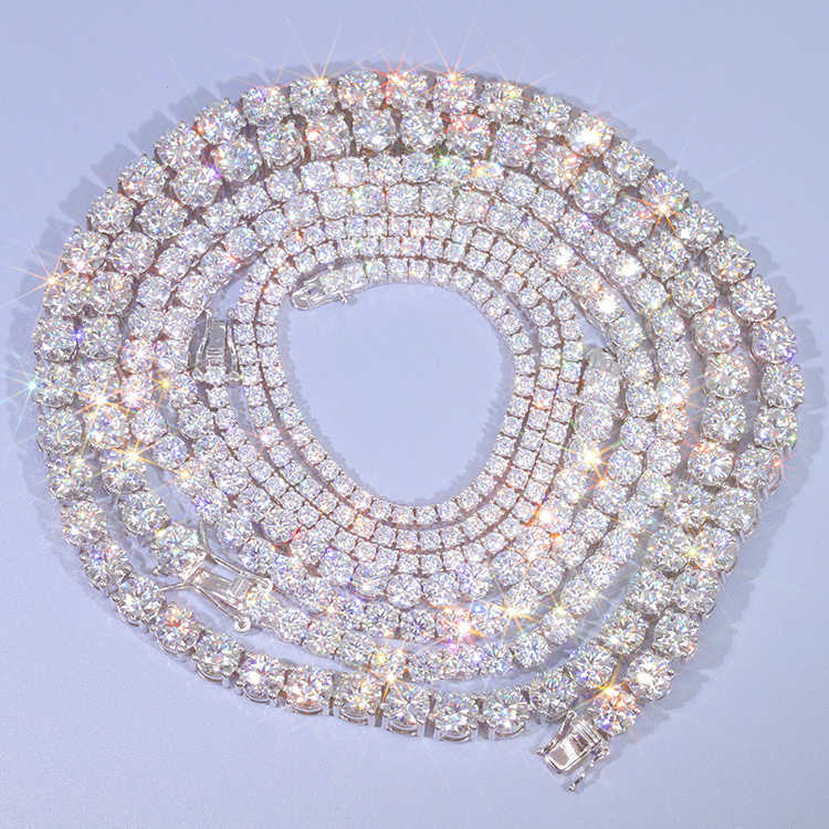Pass 100% tested necklaces by senior designer 2mm-5mm tennis necklace Sier round cut diamond jewelry chain