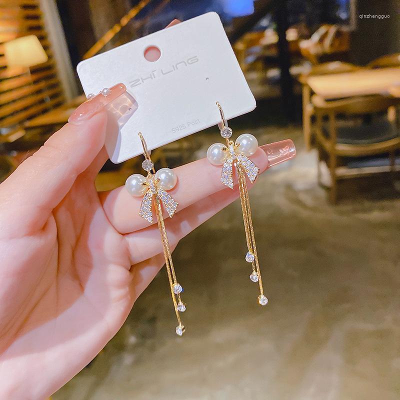 Dangle Earrings S925 Silver Needle Real Gold Plating Bow Pearl Zirconassel Female South Korea Dongdaemun
Dangle Earrings S925 Silver Needle Real Gold Plating Bow Pearl Zirconassel Female South Korea Dongdaemun