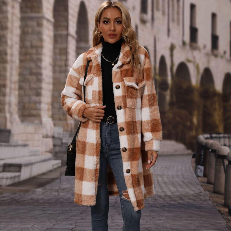 Women' Jackets Flashy Fashion Winter Women' Outerwear Lapel Long Sleeve Loose Warm Jacket Females Plush Casual Coat Soft Plaid Clothes, Yellow brown lattice
Women' Jackets Flashy Fashion Winter Women' Outerwear Lapel Long Sleeve Loose Warm Jacket Females Plush Casual Coat Soft Plaid Clothes, Yellow brown lattice