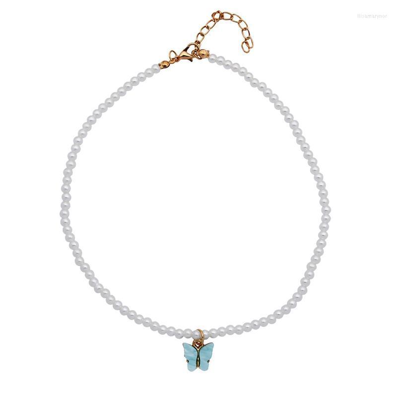 Choker Chokers Fashion Women Blue Beading Butterfly Pearl Pendant Chain Necklace Cute Short Clavicle NecklaceChokers Llis22
Choker Chokers Fashion Women Blue Beading Butterfly Pearl Pendant Chain Necklace Cute Short Clavicle NecklaceChokers Llis22