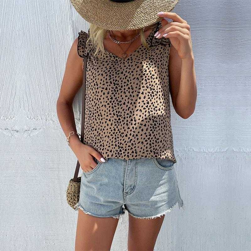 Fashion Womens Tanks Wear Summer Sleeveless Leopard Print Sling Top For Women, Khaki2
Fashion Womens Tanks Wear Summer Sleeveless Leopard Print Sling Top For Women, Khaki2