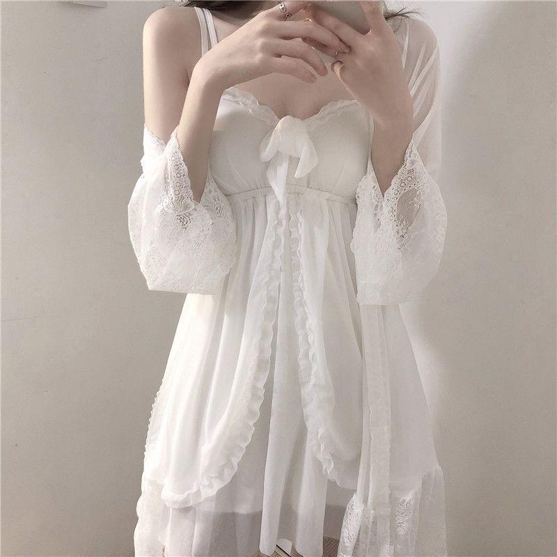 Women's Sleepwear Sexy Sweet Women Nighty&Robe Set Fairy Mesh Nightgown Loose Bathrobe Nightdress Spring Summer Home ClothesWomen's, White
Women's Sleepwear Sexy Sweet Women Nighty&Robe Set Fairy Mesh Nightgown Loose Bathrobe Nightdress Spring Summer Home ClothesWomen's, White