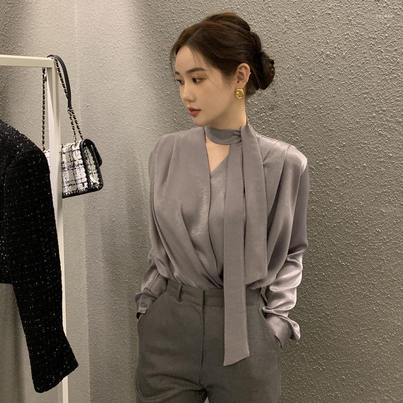 Women's Blouses Acetate Satin Shirt Women's Spring Autumn Lace-up Tie French V-neck Long Sleeve Solid Color Casual Blouse Tops Mujer, Gray
Women's Blouses Acetate Satin Shirt Women's Spring Autumn Lace-up Tie French V-neck Long Sleeve Solid Color Casual Blouse Tops Mujer, Gray