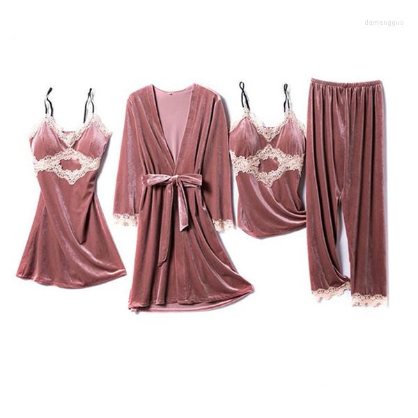 Women's Sleepwear Autumn Winter Women Solid Velvet Lace Cardigan Suits Camisole Pants 4pcs Pajamas Sets Sleep Pleuche Pijama Pyjamas, Pink
Women's Sleepwear Autumn Winter Women Solid Velvet Lace Cardigan Suits Camisole Pants 4pcs Pajamas Sets Sleep Pleuche Pijama Pyjamas, Pink