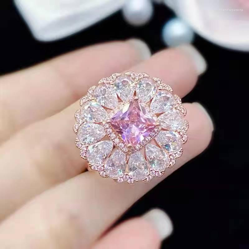 Cluster Rings Luxury Solid 925 Sterling Silver & Rose Gold Wedding For Women 2ct Pink Simulated Diamond Engagement Ring Fine Jewelry
Cluster Rings Luxury Solid 925 Sterling Silver & Rose Gold Wedding For Women 2ct Pink Simulated Diamond Engagement Ring Fine Jewelry