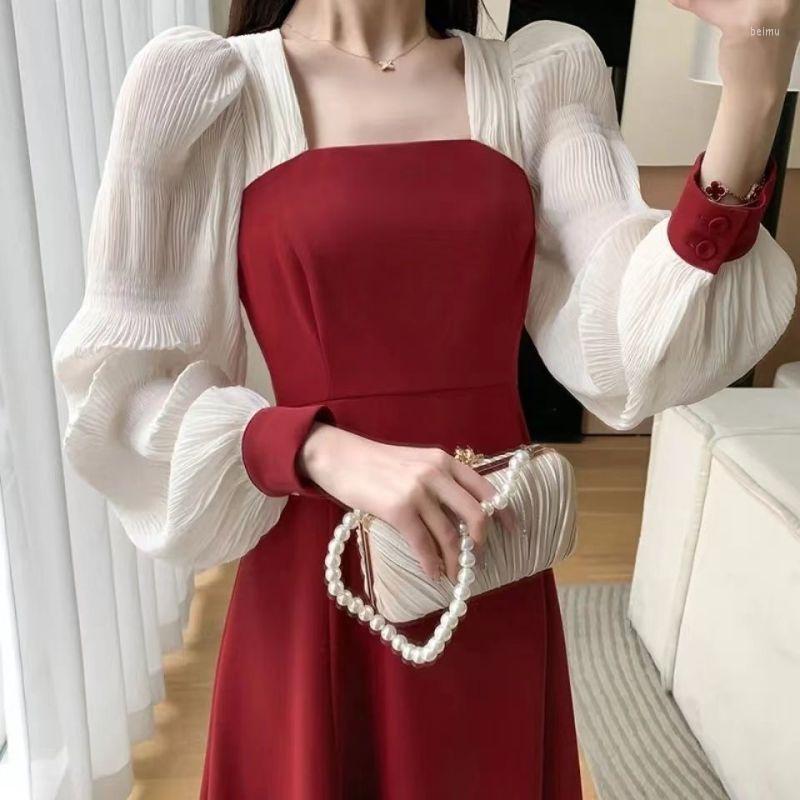 Casual Dresses Women's Dress Spring 2023 Simple Commute Korean Version Square Neck Bubble Sleeve French A-line Skirt Red
Casual Dresses Women's Dress Spring 2023 Simple Commute Korean Version Square Neck Bubble Sleeve French A-line Skirt Red