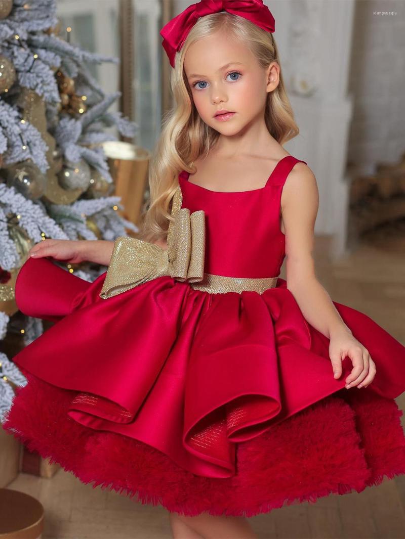 Girl Dresses Lovely Tutu Red Flower Knee Length Baby Birthday Tulle Satin Ball Gown Year Dress
Girl Dresses Lovely Tutu Red Flower Knee Length Baby Birthday Tulle Satin Ball Gown Year Dress