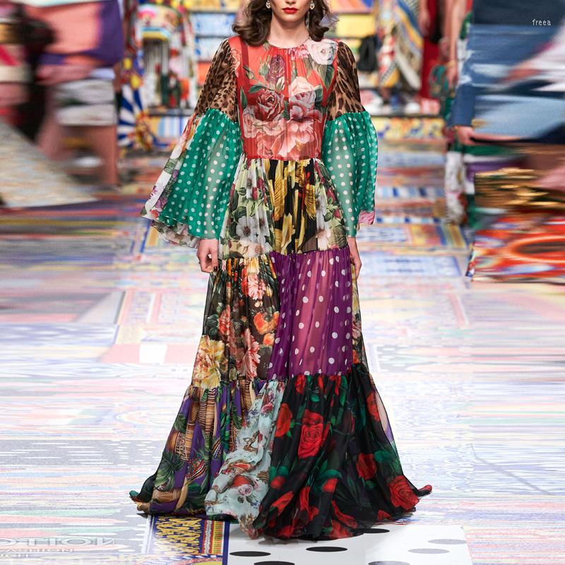 Casual Dresses Arrival Spring Fashion Big Swing Runway Dress Women O Neck Flare Sleeve Romantic Flowers Printed Long, Picture shown
Casual Dresses Arrival Spring Fashion Big Swing Runway Dress Women O Neck Flare Sleeve Romantic Flowers Printed Long, Picture shown