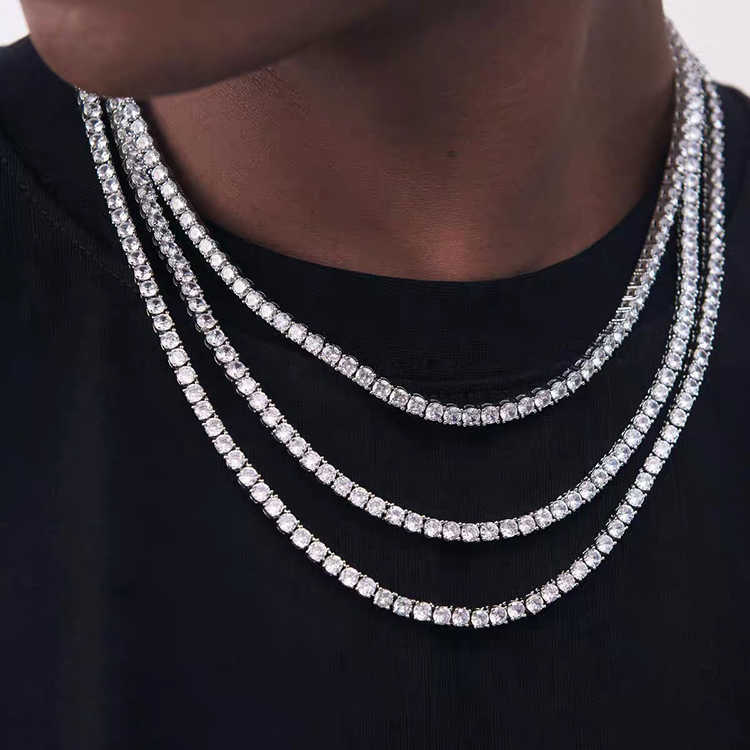 Pass 100% tested necklaces by senior designer 2mm-5mm tennis necklace Sier round cut diamond jewelry chain