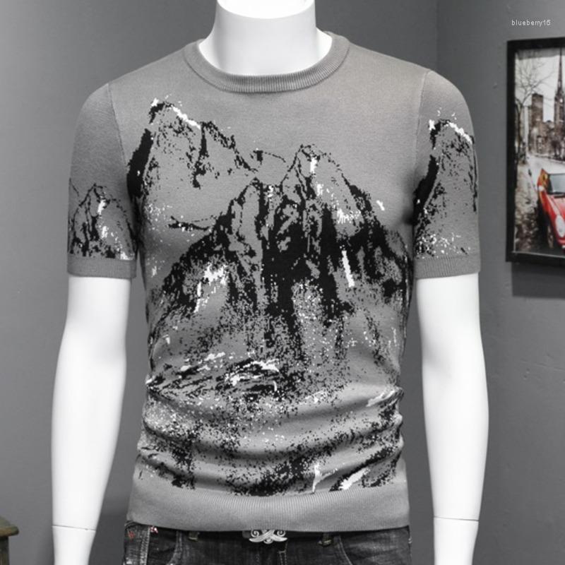 Men's T Shirts Vintage Print Korean Slim Bottomed Shirt O-Neck Short Sleeve T-shirt Streetwear Knitted Sweater Top Quality Male Knit Tshirt, Black
Men's T Shirts Vintage Print Korean Slim Bottomed Shirt O-Neck Short Sleeve T-shirt Streetwear Knitted Sweater Top Quality Male Knit Tshirt, Black