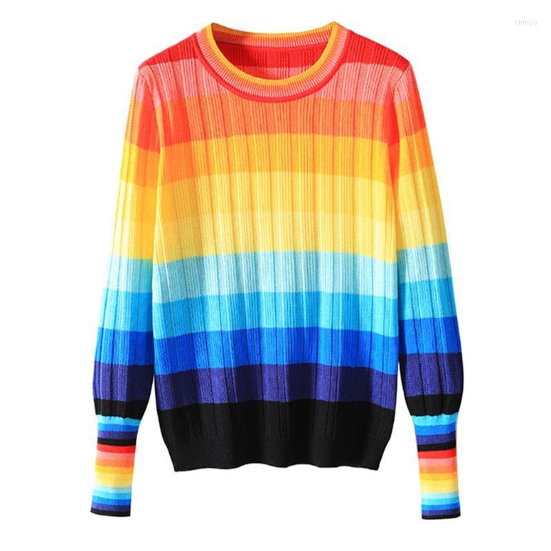 Women' Sweaters Women Autumn Long Sleeve Knitted Sweater Rainbow Color Stripes Patchwork Jumper Casual Loose Side Slit Pullover B95F, Multi
Women' Sweaters Women Autumn Long Sleeve Knitted Sweater Rainbow Color Stripes Patchwork Jumper Casual Loose Side Slit Pullover B95F, Multi