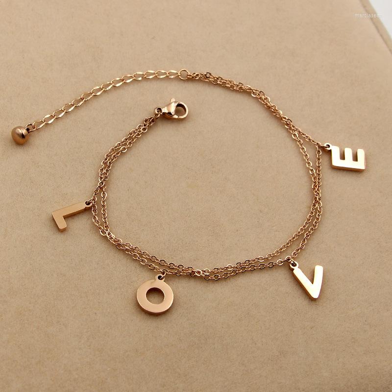 Anklets Fashion Stainless Steel Love Letter Charm Foot Chain Rose Gold Color Double-deck Anklet Bracelet Woman Gift
Anklets Fashion Stainless Steel Love Letter Charm Foot Chain Rose Gold Color Double-deck Anklet Bracelet Woman Gift