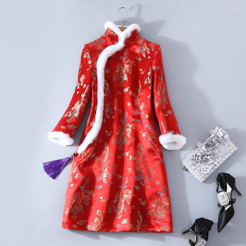 Ethnic Clothing Winter Dress 2023 Chinese Traditional Midi Elegant Dresses Qipao Warm Red Year Cheongsam DD1924Ethnic
Ethnic Clothing Winter Dress 2023 Chinese Traditional Midi Elegant Dresses Qipao Warm Red Year Cheongsam DD1924Ethnic